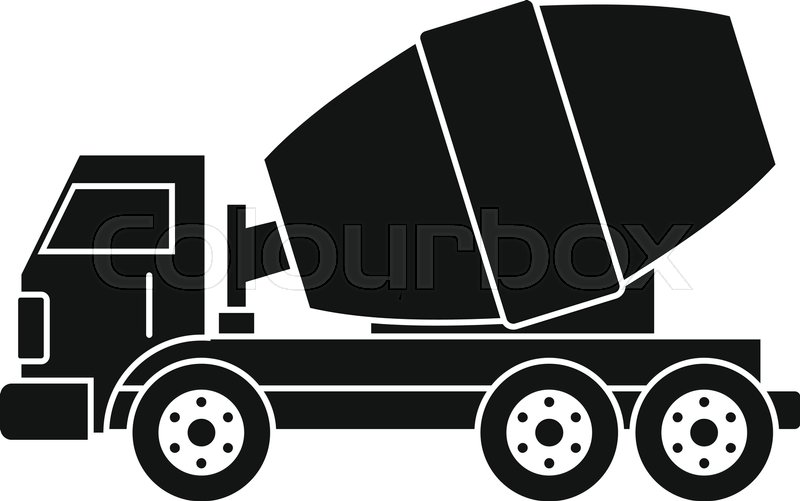 800x501 Truck Concrete Mixer Icon In Simple Style Isolated Vector