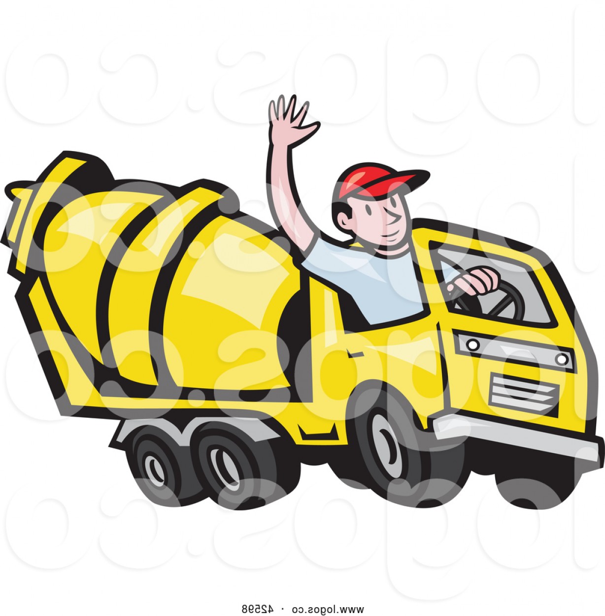 1228x1252 Vector Logo Of A Cement Truck Driver Waving Hello Goodbye By