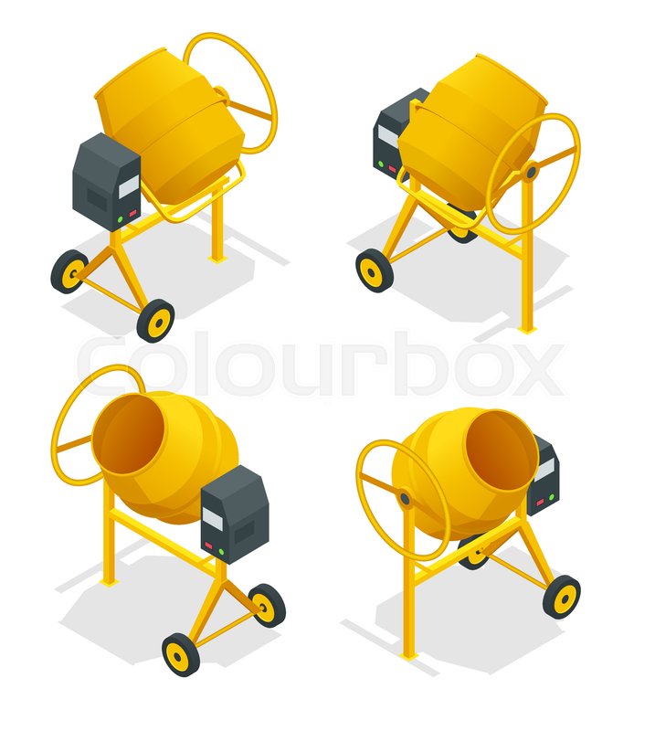 717x800 Concrete Mixer Icon. Isometric Illustration Of Concrete Mixer