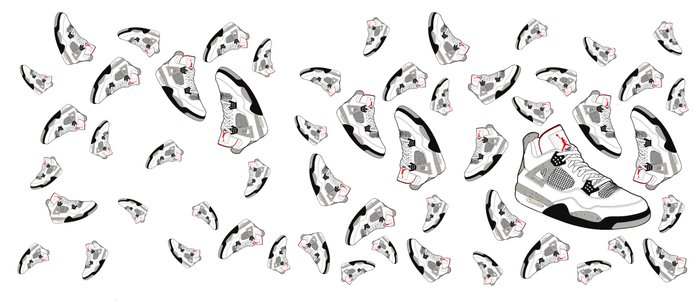 700x304 Air Jordan Retro 4 Iv Og White Cement Vector White