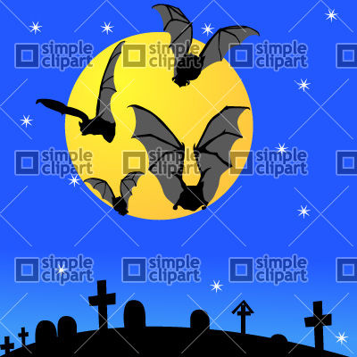 400x400 Halloween Bats Over Cemetery Vector Image