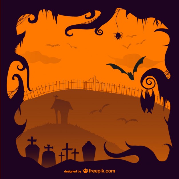 626x626 Halloween Creepy Cemetery Illustration Vector Free Download