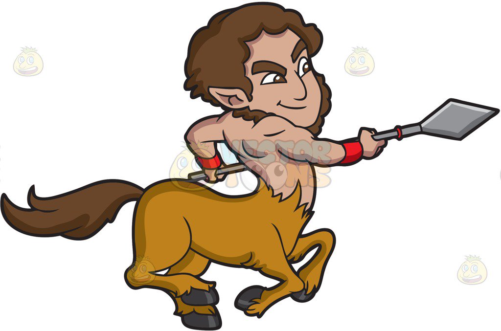 1024x677 A Centaur Charging With His Spear Clipart By Vector Toons