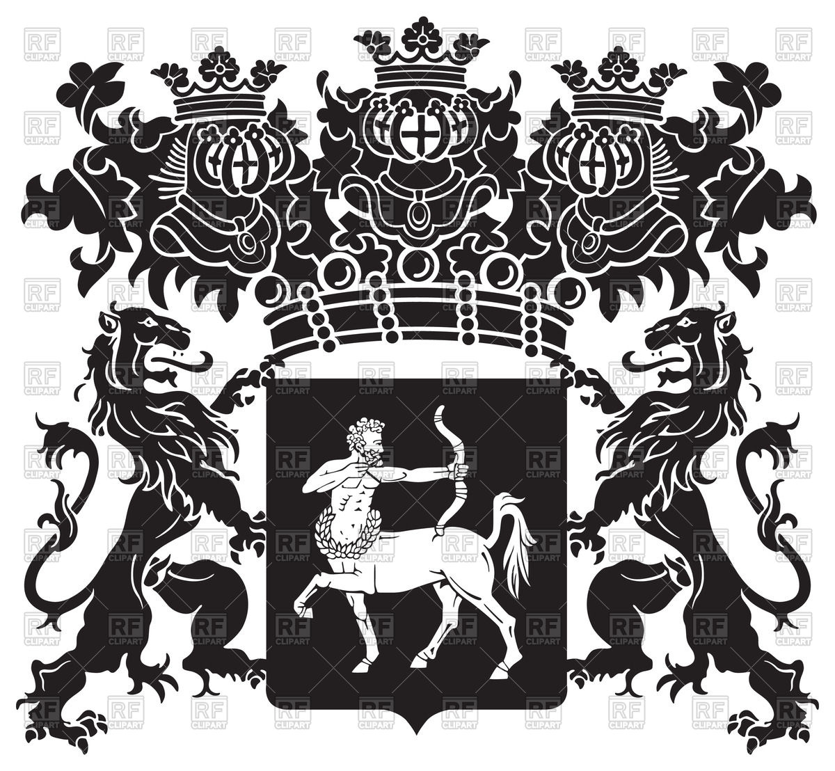 1200x1108 Royal Medieval Coat Of Arms With Lions And Centaur Vector Image
