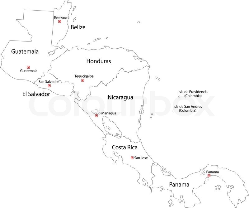 800x667 Contour Central America Map Stock Vector Colourbox