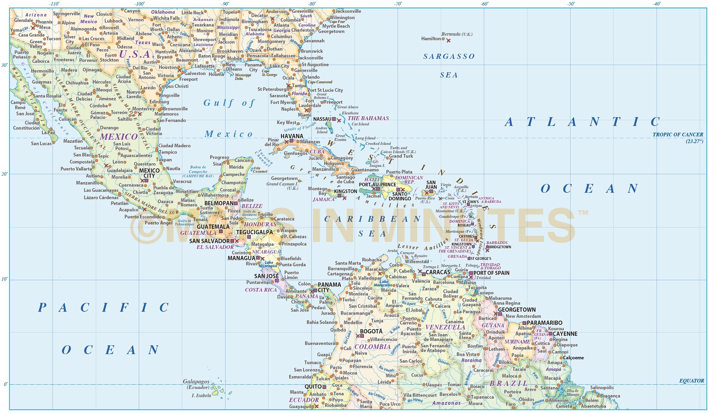 2327x1354 Map Usa And Caribbean 0 Central America Vector In Illustrator Pdf