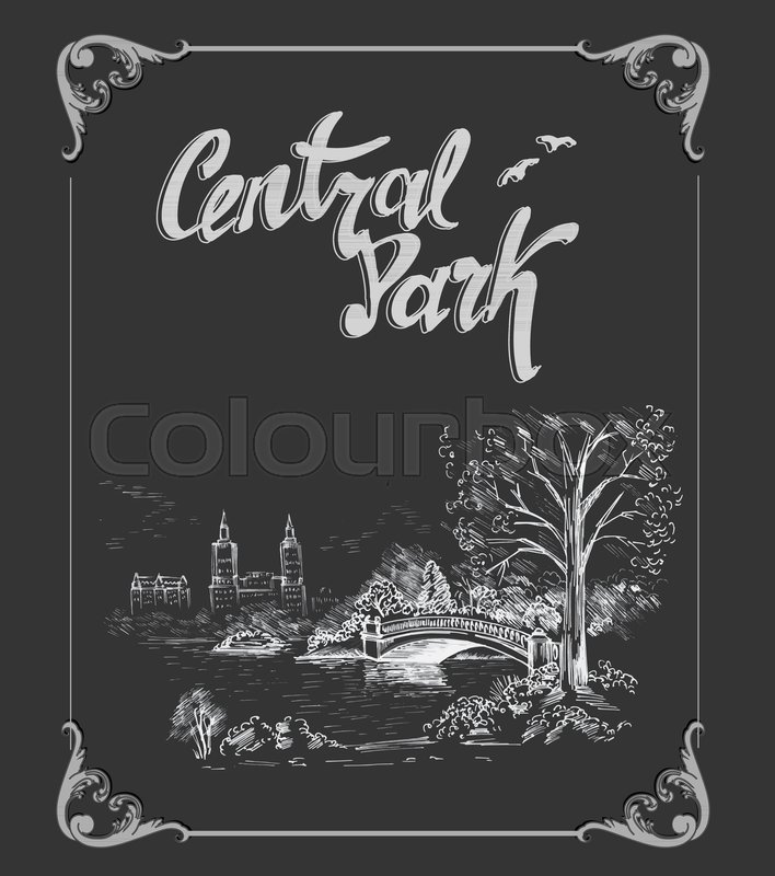 708x800 Sketch Of Cityscape In New York City Show Central Park. Vector I