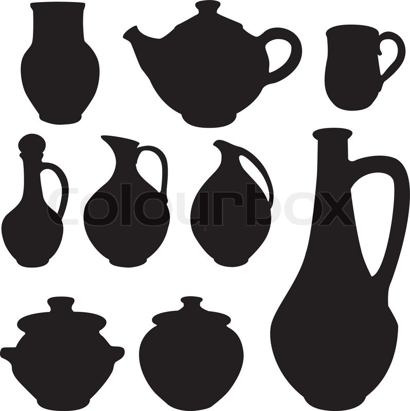 797x800 Antique Silhouette Set Ware. Abstract Vector Illustration Stock