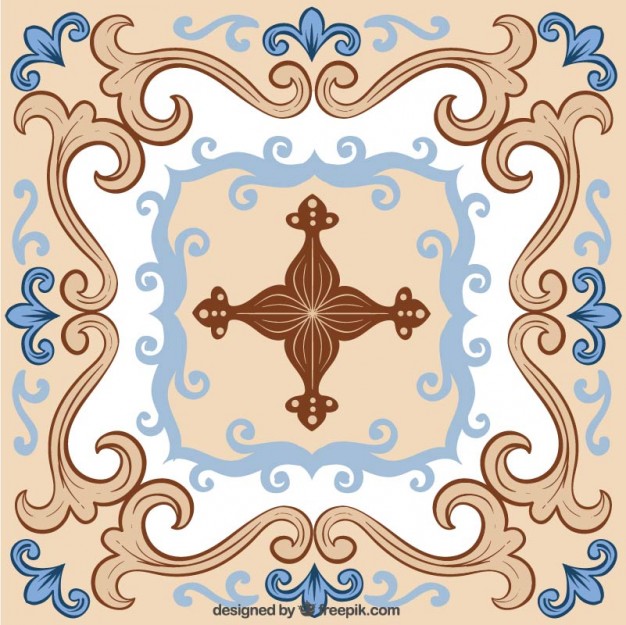 626x625 Blue And Beige Ceramic Tile Vector Premium Download
