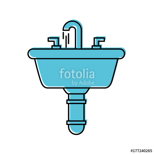 500x500 Home Sink For Toilet Bathroom Ceramic Vector Illustration Stock