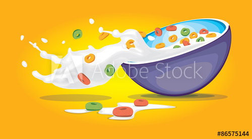500x275 Cereal Bowl With Splash Milk And Cereals Vector