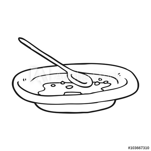 500x500 Black And White Cartoon Empty Cereal Bowl