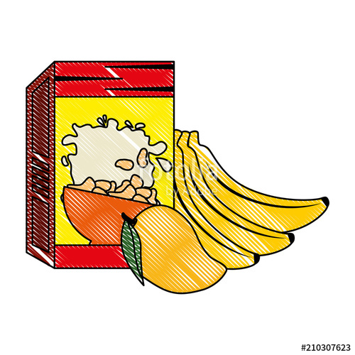 500x500 Cereal Box With Fruits Vector Illustration Design Stock Image And