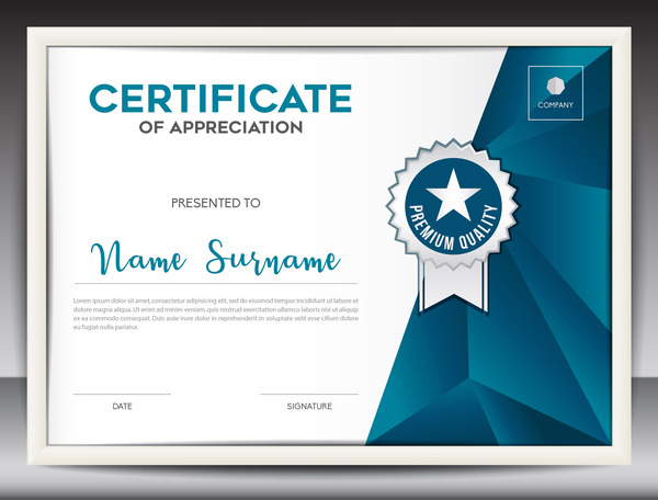600x456 Certificate Template With Polygon Background Vector 01 Free Download