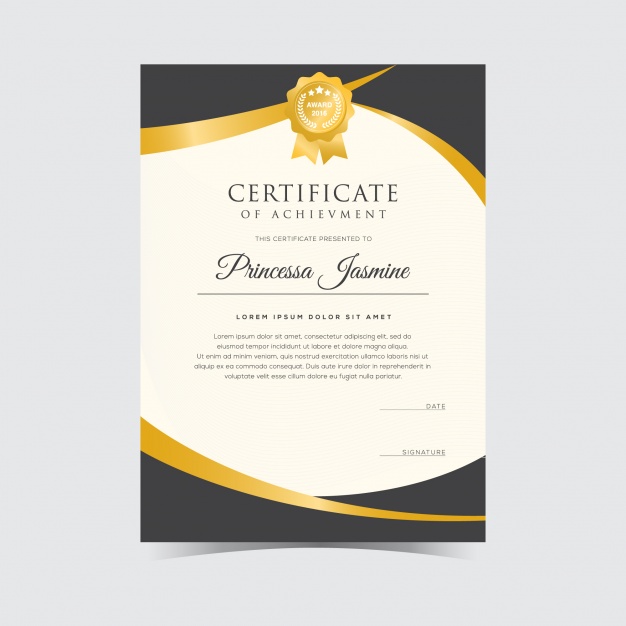 626x626 Golden Certificate Template Vector Free Download