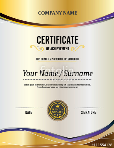 385x500 Yellow Certificate Gold Background Certificate Template