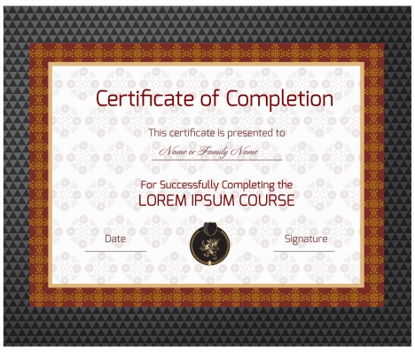 468x397 Completion Certificate Vector Illustration With Classical Frame