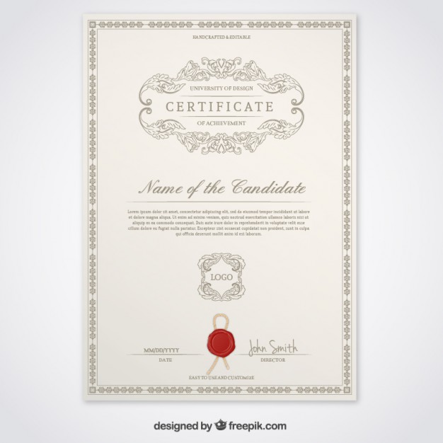 626x626 Certificate Template Vector Free Download
