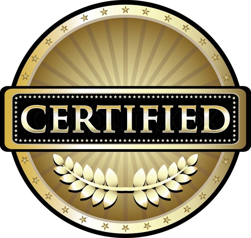 800x757 Certified Pure Gold Award With A Laurel. Stock Vector Colourbox