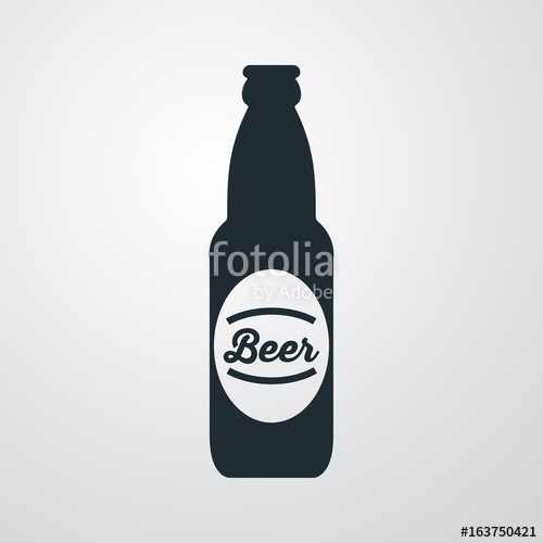 500x500 Icono Plano Botella De Cerveza Con Etiqueta En Fondo Degradado