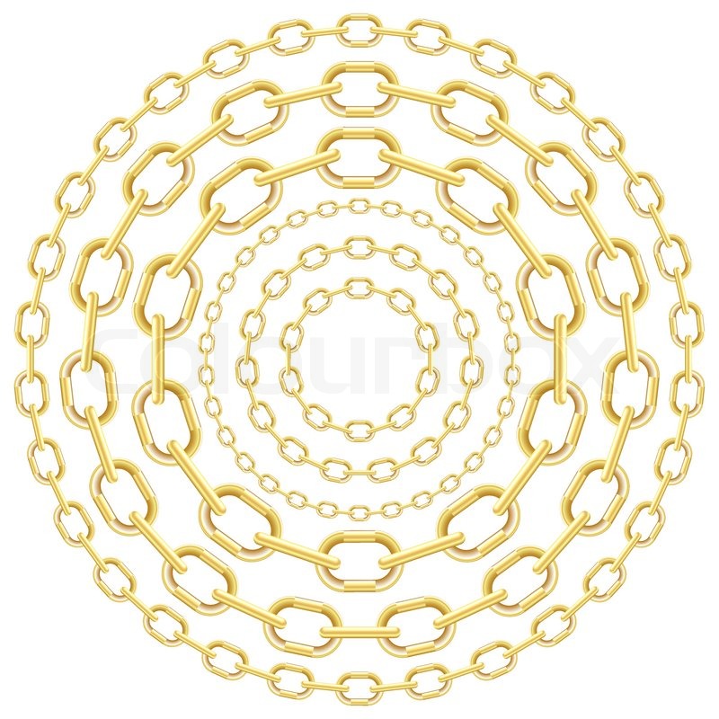 800x800 Gold Circle Chains Isolated On White Background Vector