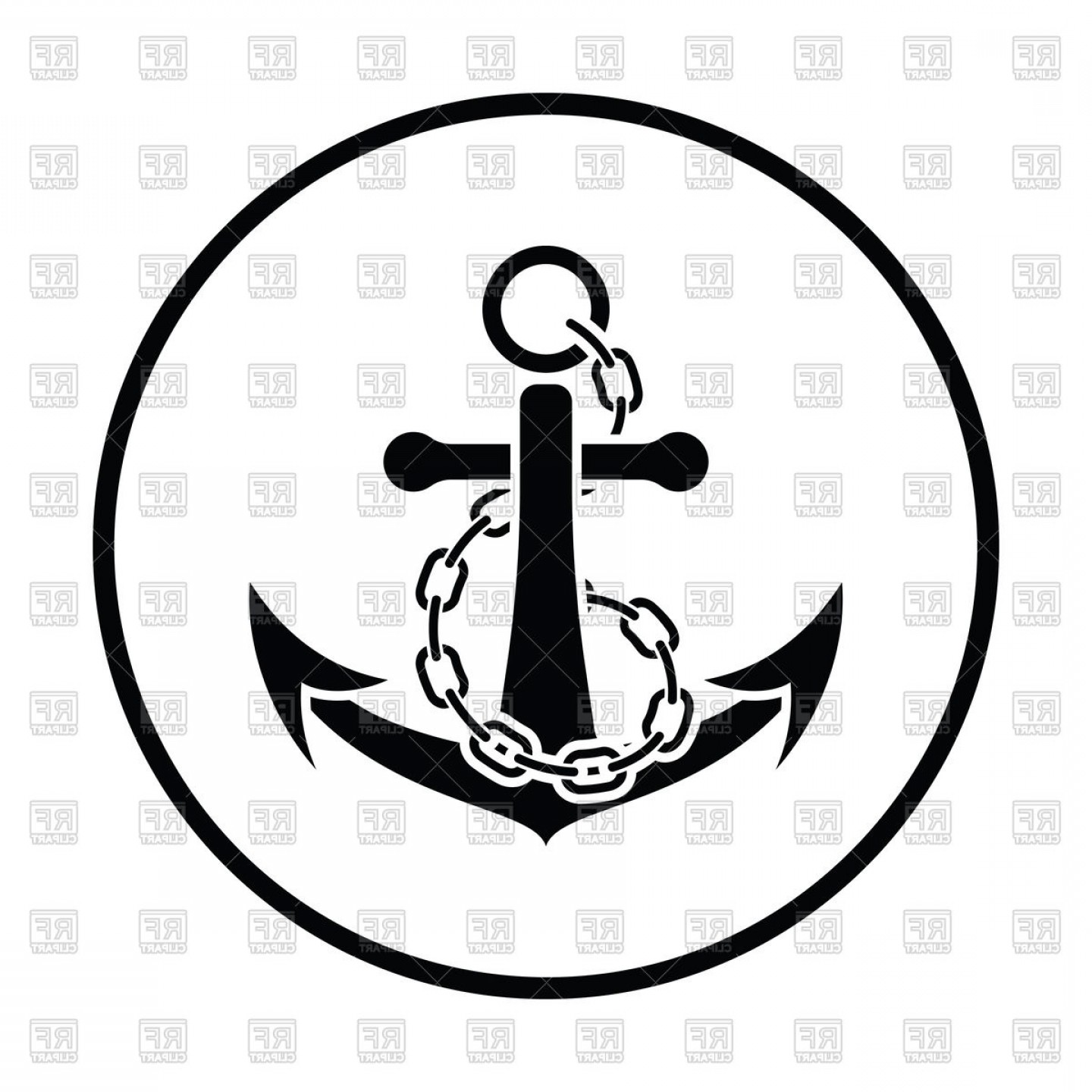 1440x1440 Thin Circle Design Of Sea Anchor With Chain Icon Vector Clipart