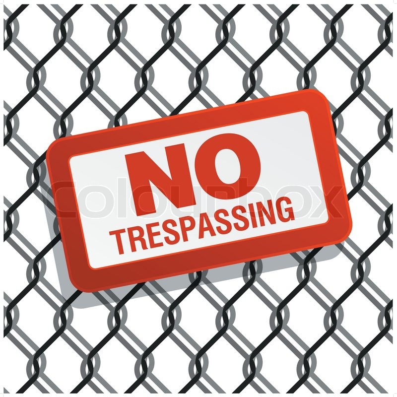 800x800 No Trespassing Sign On Chain Link Fence Stock Vector Colourbox