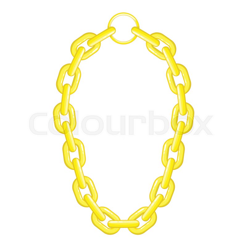 800x800 Golden Chain Necklace Icon. Cartoon Illustration Of Golden Chain