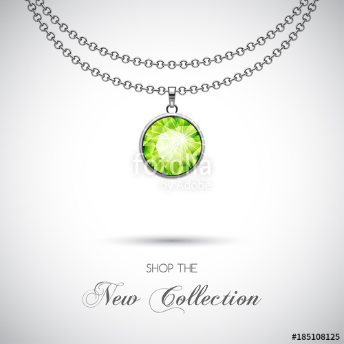 500x500 Silver Chain Necklace With Diamond Pendant. Vector Illustration