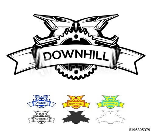 500x438 Logo Design With Ribbon Chain Ring And Full Face Helmets. Downhill
