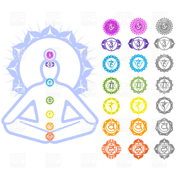 600x600 Seven Chakras And Spirituality Symbols Vector Image Vector