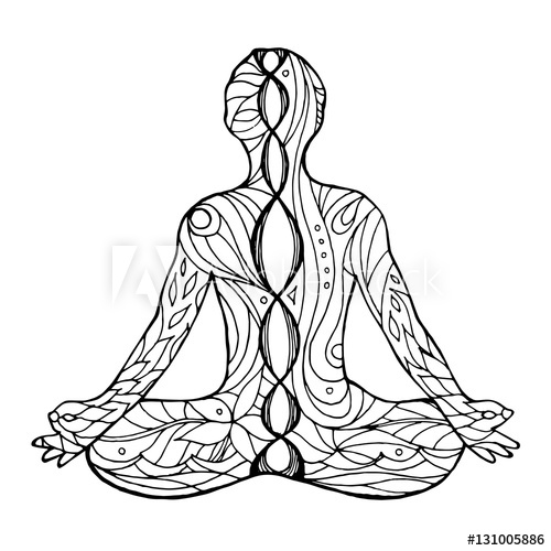 500x500 7 Chakra Vector Sign Symbol, Lotus Pose Yoga With Mudra Hand