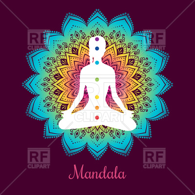 400x400 Colorful Mandala And Silhouette Of Woman With Chakras Vector Image