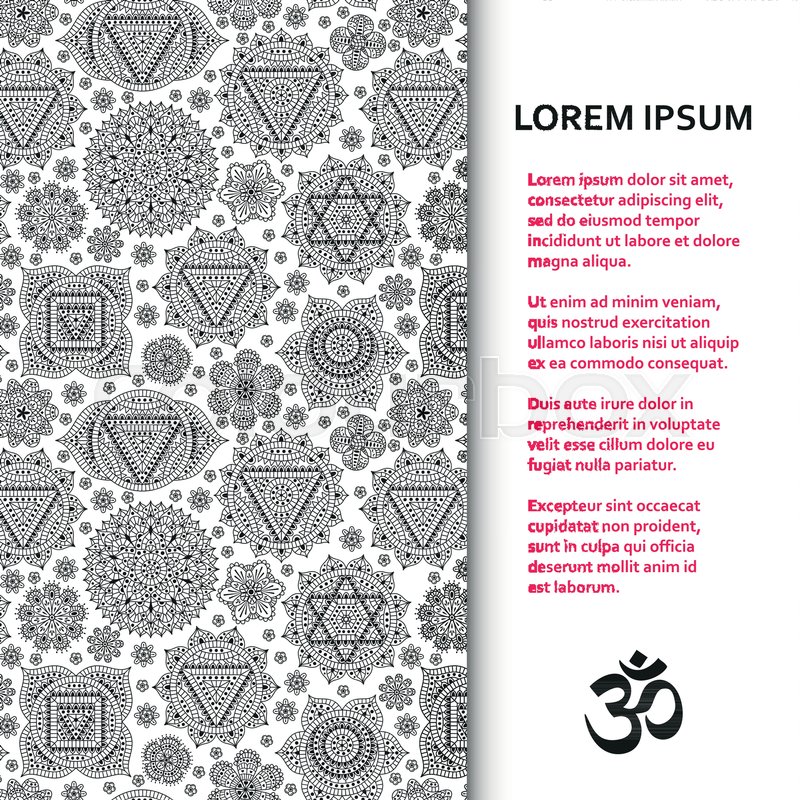 800x800 Flat Poster Or Banner Template With Ornamental Chakras. Vector