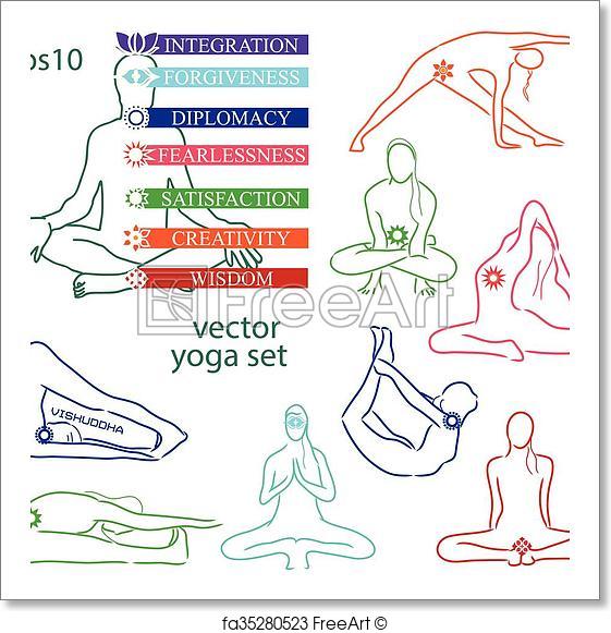561x581 Free Art Print Of Influence Of Asanas For Chakras. Energy Scheme