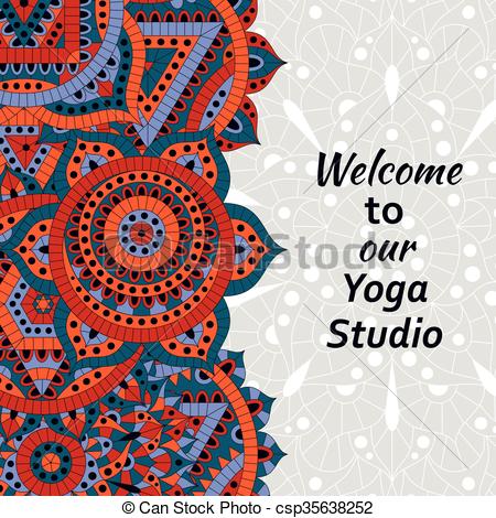 450x470 Pattern With Seven Chakras And Text Place. Oriental Ornaments For