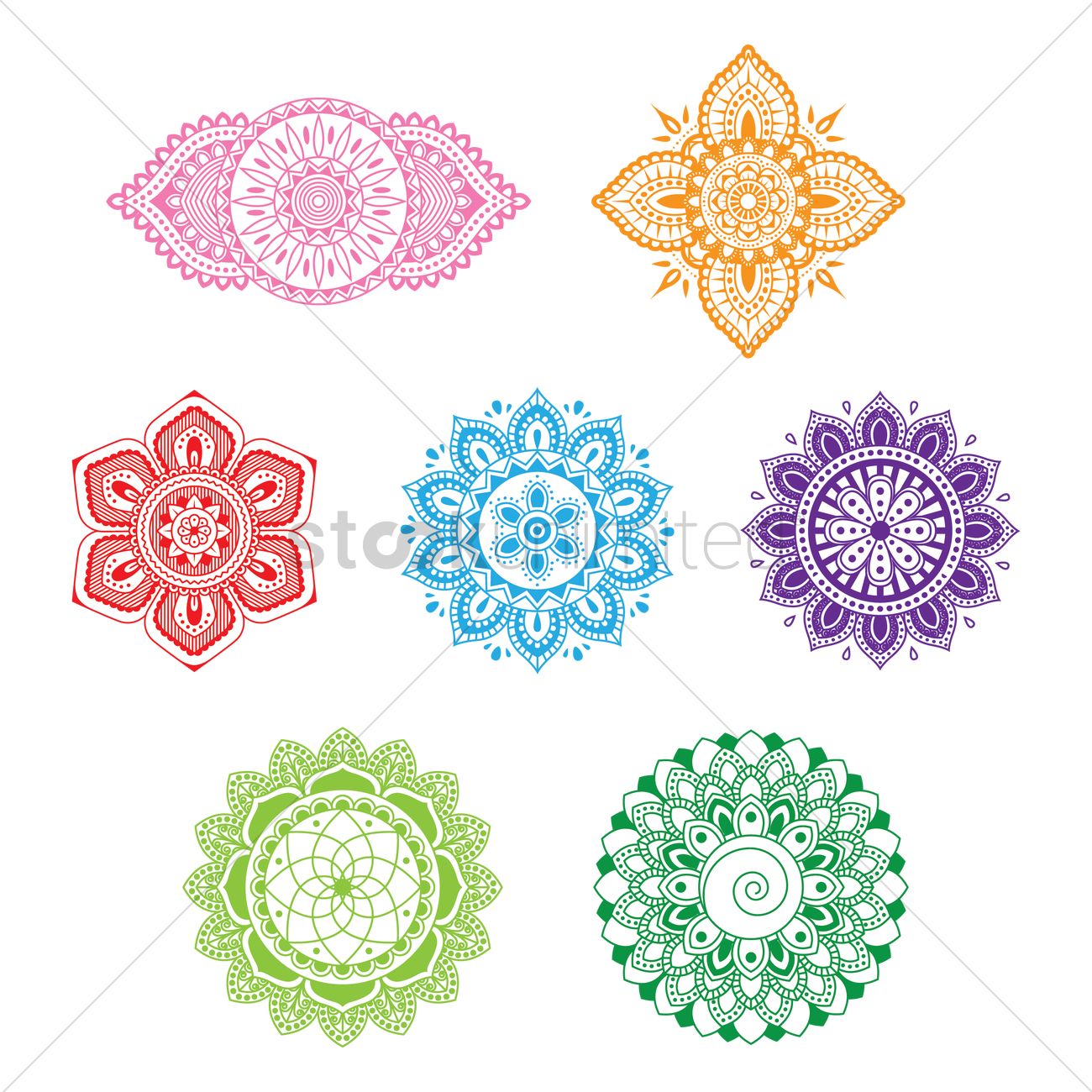 1300x1300 Set Of Beautiful Ornamental Chakras Vector Image