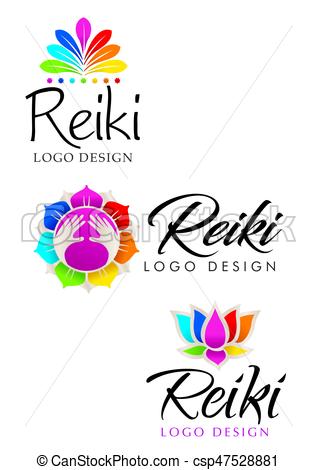 317x470 Three Different Reiki Logos With Floral Theme With The Colors Of