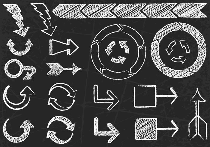 700x490 Chalk Drawn Arrows Vector Set
