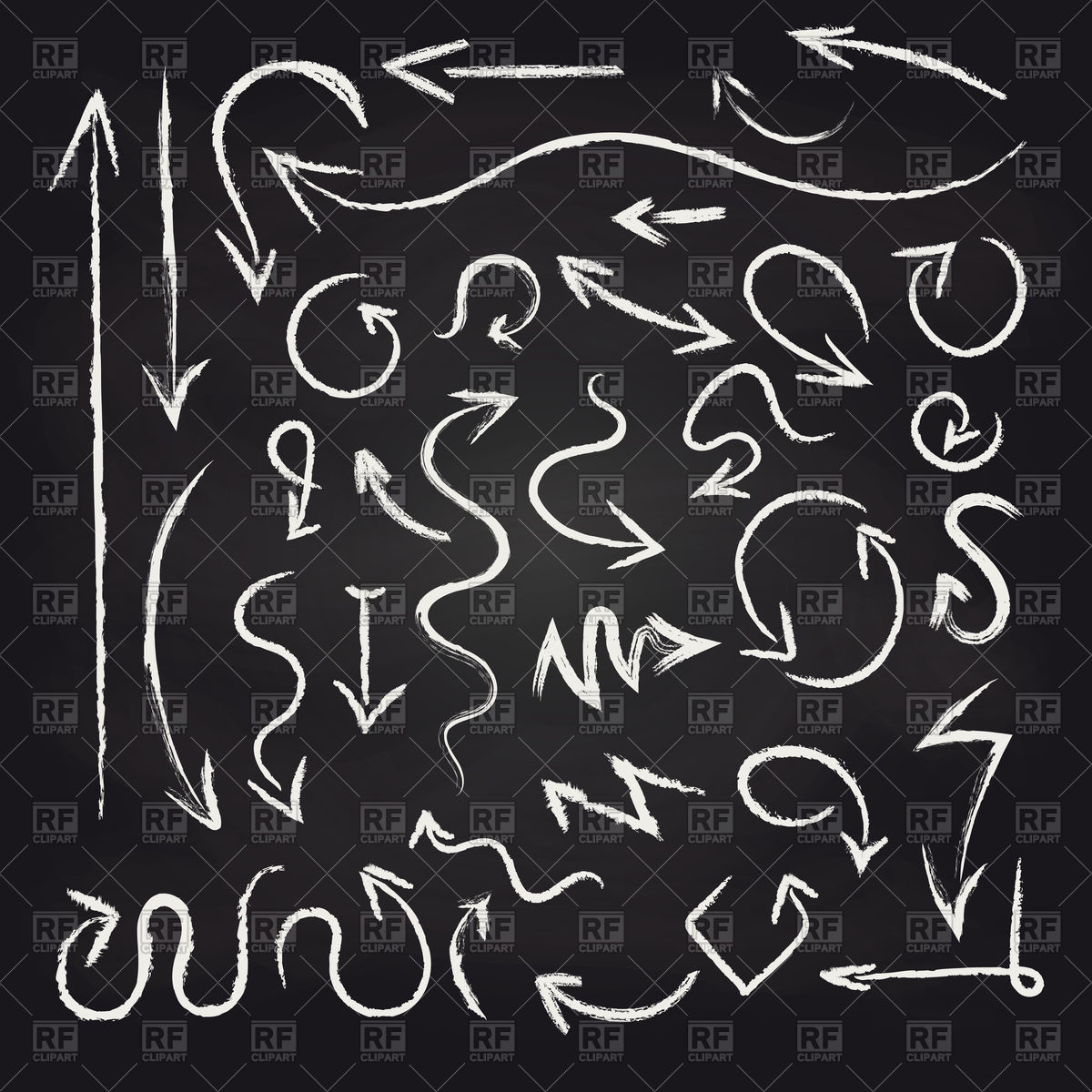 1200x1200 Chalk Arrows Set On Blackboard Vector Image Vector Artwork Of