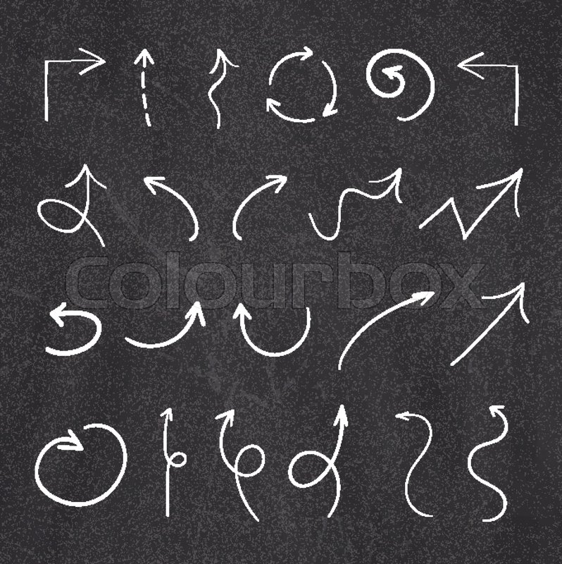798x800 Drawing Arrow Collection By Chalk On Blackboard Stock Vector