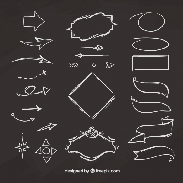 626x626 Ribbons Frames And Arrows Collection In Chalkboard Style Vector