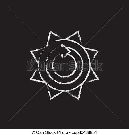 450x470 Sun With Round Arrow Icon Drawn In Chalk. Sun With Round Arrow