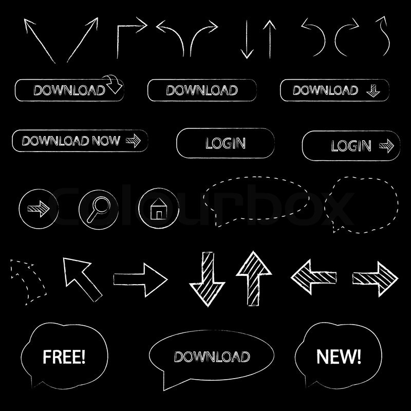 800x800 Web Design Elements, Drawn By Chalk, Vector Illustration Stock