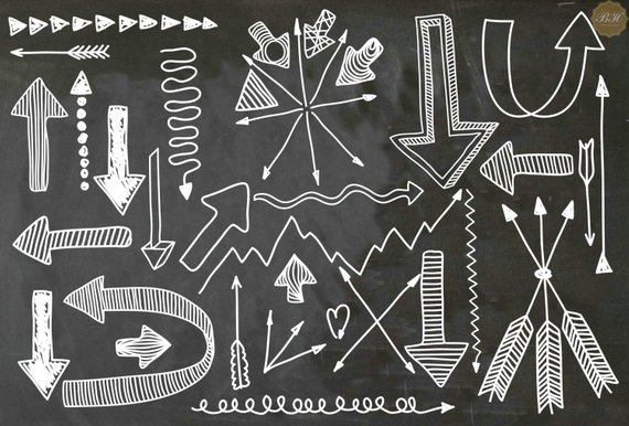 570x386 White Arrow Clipart Chalk Arrows Clipart Arrows Clipart Etsy
