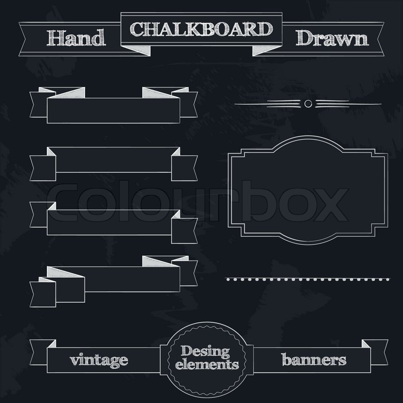 800x800 Set Of Chalkboard Style Banners, Ribbons And Frames Stock Vector