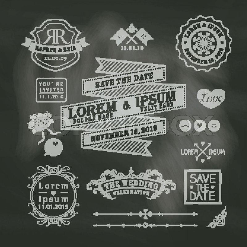 800x800 Vintage Wedding Border And Frames On Chalkboard Background Stock