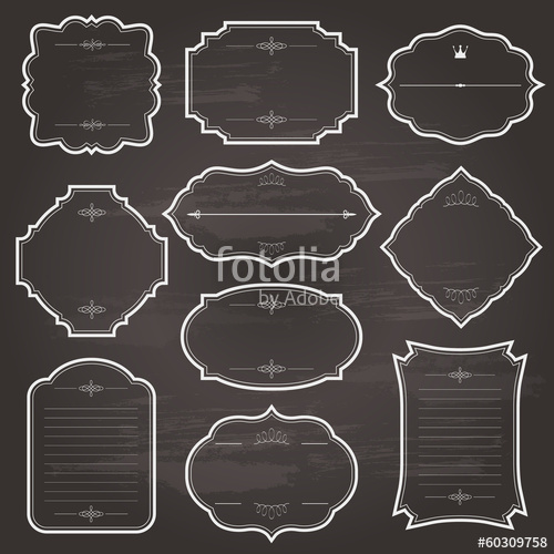 500x500 Vintage Chalk Frame Set On Chalkboard. Stock Image And Royalty