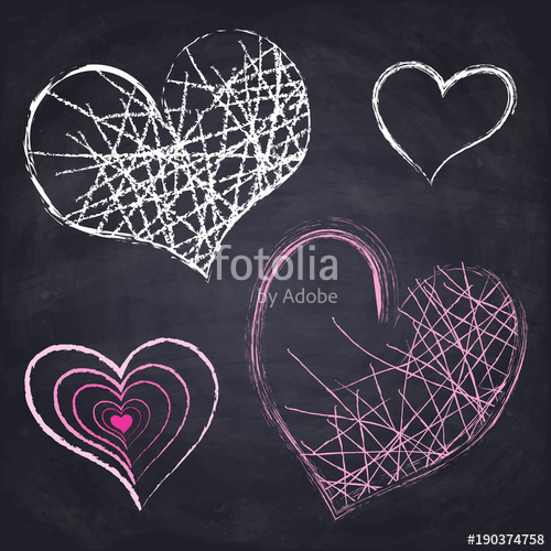 500x500 Chalk Drawn Heart On Chalkboard Background. Stock Image And