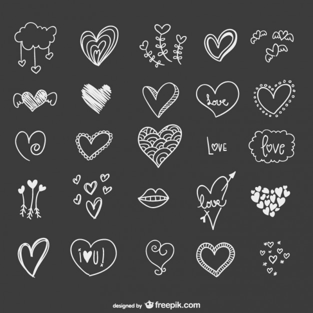 626x626 Hand Drawn Hearts Vector Free Download